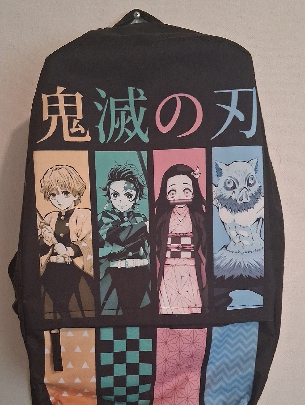 Kids Black Anime Character Backpack with Color Panels